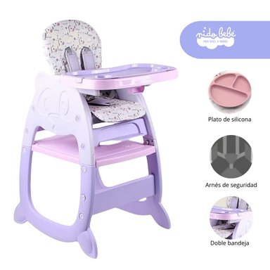 SILLA COMER GATO LILA CARPETA DE BEBÉ