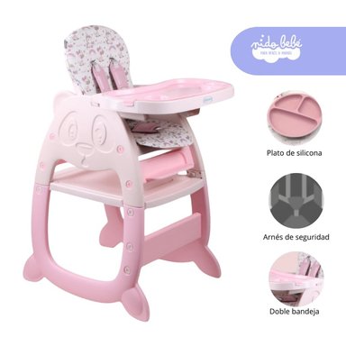 SILLA COMER GATO ROSADO CARPETA DE BEBÉ BABY PINK