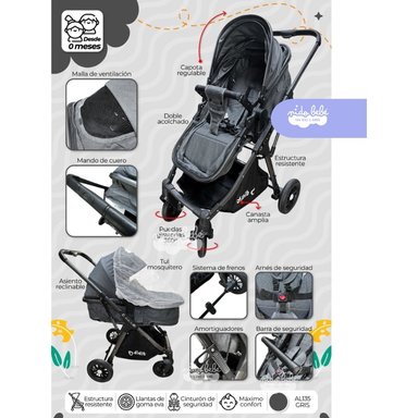 COCHE CUNA DIDIT MOISÉS DE LUJO PLOMO