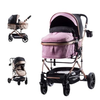 COCHE CUNA EBABY BIGI ROSADO MOISÉS DE LUJO