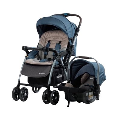 COCHE CUNA EBABY BRAVIAR AZUL PARA BEBE CON PORTABEBE