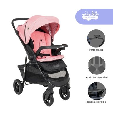 COCHE CUNA VALENCIA ROSADO DE BEBE
