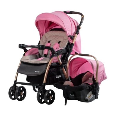 COCHE CUNA EBABY BRAVIAR ROSADO PARA BEBE CON PORTABEBE