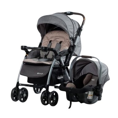 COCHE CUNA EBABY BRAVIAR PLOMO PARA BEBE CON PORTABEBE
