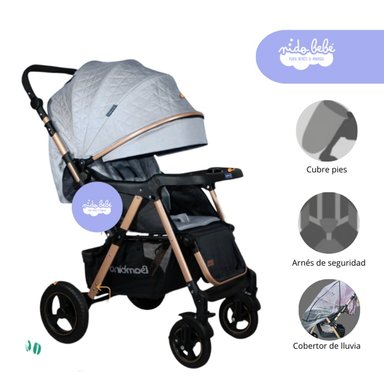 COCHE CUNA NONNA MODELO BAMBINO COLOR PLOMO