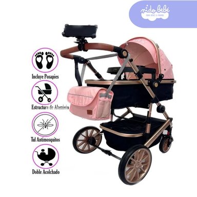 COCHE MOISÉS MILAN ROSADO BABY KITS ROSA