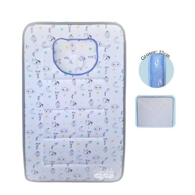 COLCHÓN PLUS PARA BEBÉ BORDES PLOMO Y AZUL