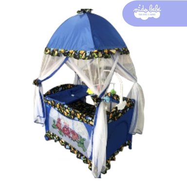 CUNA CORRAL CASITA METAL AZUL ÁRABE