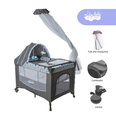 CUNA CORRAL EBABY LUNA METAL MULTICOLOR MECEDORA MARINA PREMIUM