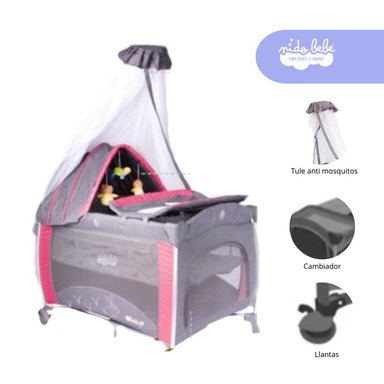 CUNA CORRAL EBABY LUNA METAL ROJO