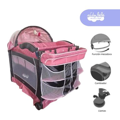 CUNA CORRAL BABY KITS VERONA METAL ROSADO