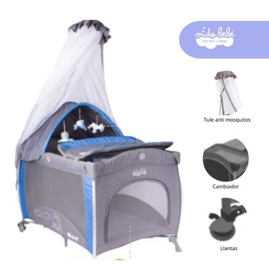 CUNA CORRAL EBABY LUNA METAL AZUL CORRAL DE BEBE COLOR
