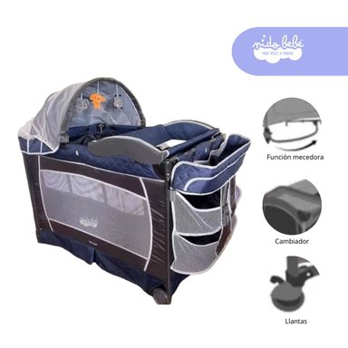 CUNA CORRAL BABY KITS VERONA METAL AZUL
