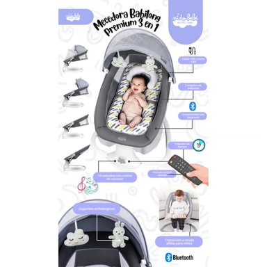 SILLA MECEDORA ELÉCTRICA 3 EN 1 BABILONG PLOMO
