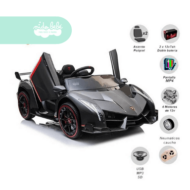 CARRITO NEGRO A BATERÍA NIÑO VENON LAMBORGHINI - 2