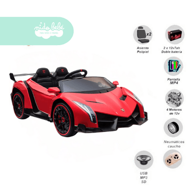 CARRITO ROJO A BATERÍA NIÑO VENON LAMBORGHINI - 1
