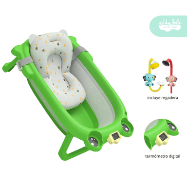BAÑERA RANA VERDE PLEGABLE BEBE RANITA