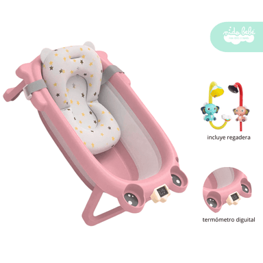 BAÑERA RANA ROSADO PLEGABLE BEBE RANITA