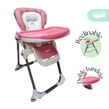 SILLA COMER ROSADO BEBÉ DELUXE CON ACOLCHADO PREMIUM PINK