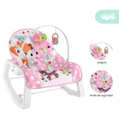 SILLA NIDO ZORRITO ROSADO MECEDORA BEBÉ