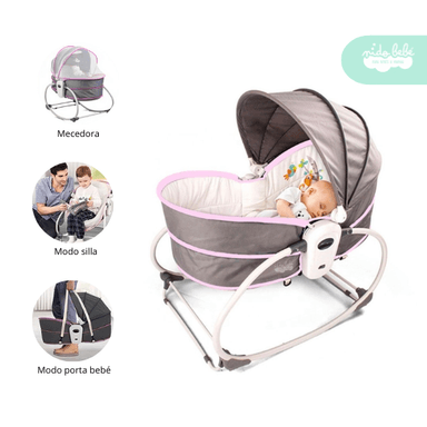 SILLA NIDO MECEDORA ROSADO BEBÉ ROCKET 5 EN 1