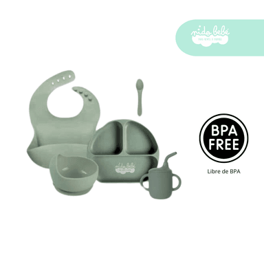 SET ALIMENTACIÓN BEBÉ 5 PIEZAS VASITO VERDE
