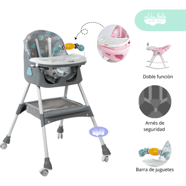 SILLA COMER GRIS BEBÉ CAMMY PLUS