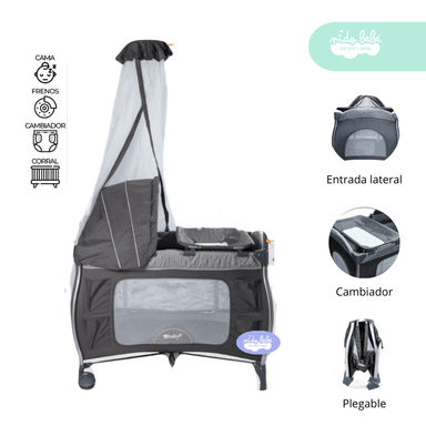 CUNA CORRAL PLOMO CON TULL PREMIUM