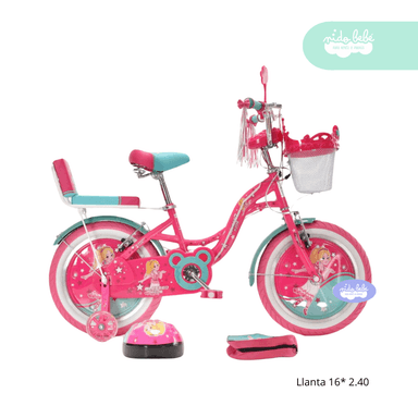 BICICLETA ARO 16 NIÑA HADITA ROSA Y CELESTE