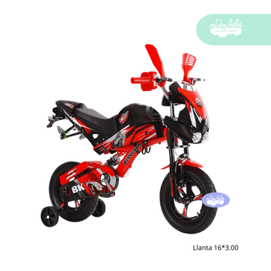 BICICLETA ROJO ARO 16 NIÑO MOTO RED