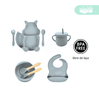 SET ALIMENTACIÓN BEBÉ ARDILLA 8 PIEZAS