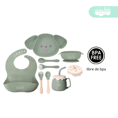 SET ALIMENTACIÓN BEBÉ PERRITO 10 PIEZAS VERDE