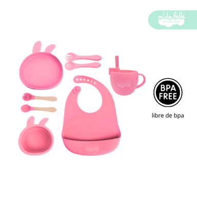 SET ALIMENTACIÓN BEBÉ CONEJITO ROSADO