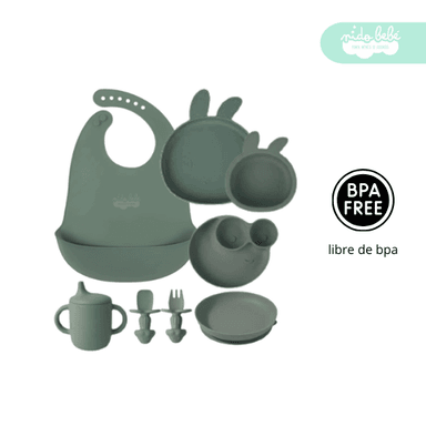 SET ALIMENTACIÓN BEBÉ CONEJITO PREMIUM VERDE