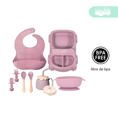 SET ALIMENTACIÓN BEBÉ CARRITO ROSA ROSADO