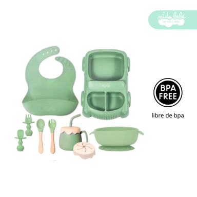 SET ALIMENTACIÓN BEBÉ CARRITO VERDE