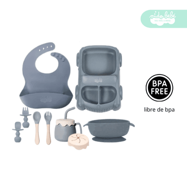 SET ALIMENTACIÓN BEBÉ CARRITO PLOMO GRIS