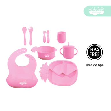 SET ALIMENTACIÓN BEBÉ PIÑA ROSA ROSADO