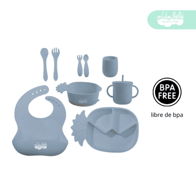 SET ALIMENTACIÓN BEBÉ PIÑA PLOMO GRIS