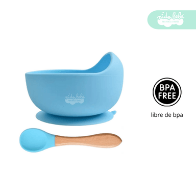 SET ALIMENTACIÓN PLATO CUBIERTO CELESTE