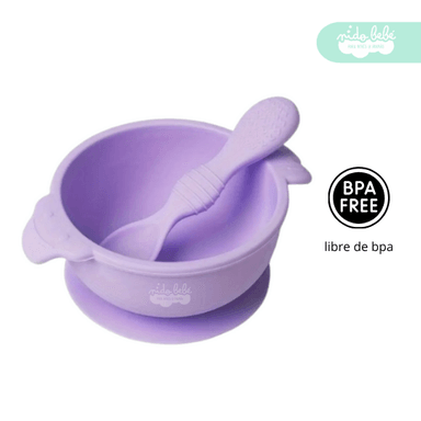 SET DE ALIMENTACIÓN PLATO CON CUBIERTO TEXTURAS MORADO