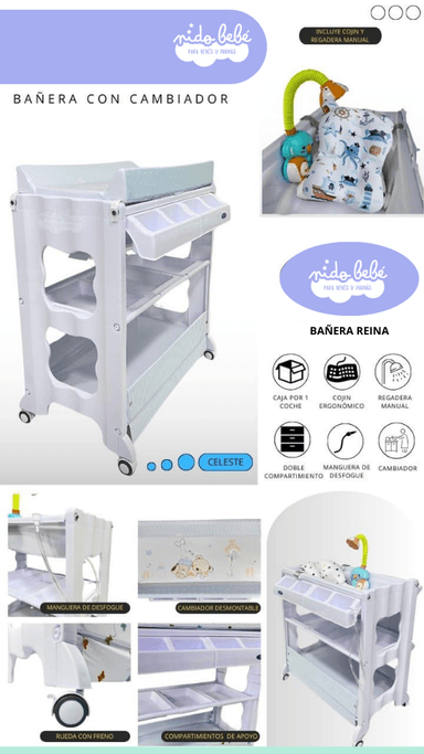 BAÑERA CON CAMBIADOR DE BEBÉ MODELO REINA CELESTE