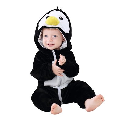 DISFRAZ UNISEX MICHLEY NEGRO ONESIE BEBÉ ANTIALERGICO PINGUINO