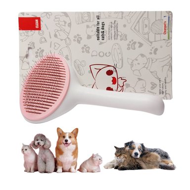 PEINE PERRO CEPILLO CON BOTÓN SACA PELUSA