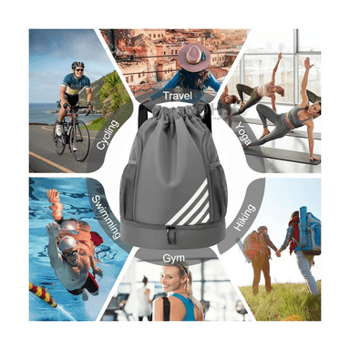 MOCHILA BACKPACK UNISEX GRIS CON COMPARTIMENTOS PRÁCTICOS - 1