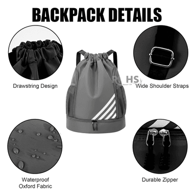 MOCHILA BACKPACK UNISEX GRIS CON COMPARTIMENTOS PRÁCTICOS - 2