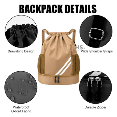 MOCHILA DEPORTIVA MULTIFUNCIONAL UNISEX COLOR DORADO/BEIGE - 1