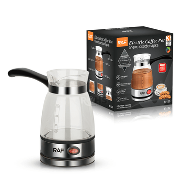 CAFETERA ELÉCTRICA RAF R.125 DE VIDRIO 600-650W CON BASE CALENTADORA NEGRA - 1