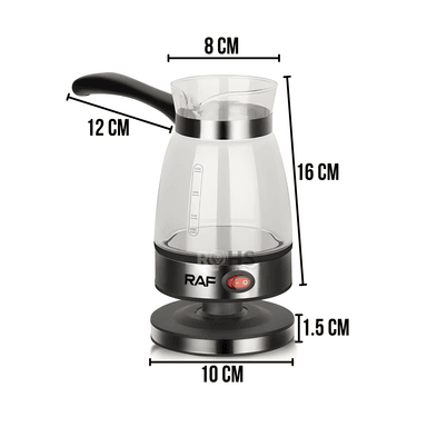 CAFETERA ELÉCTRICA RAF R.125 DE VIDRIO 600-650W CON BASE CALENTADORA NEGRA - 2