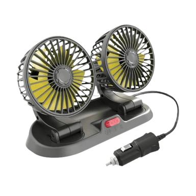 VENTILADOR DOBLE PARA AUTO CON CONECTOR 12V Y BASE AJUSTABLE - 3